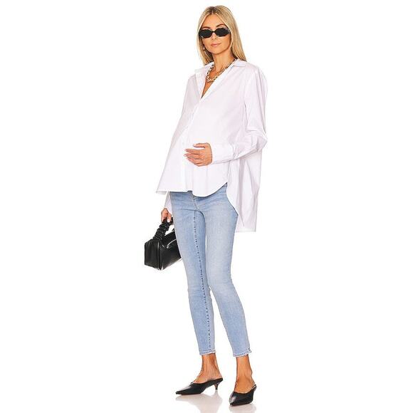 Hatch The Classic Long Sleeve Button Down Maternity Shirt White - S - Picture 4 of 4